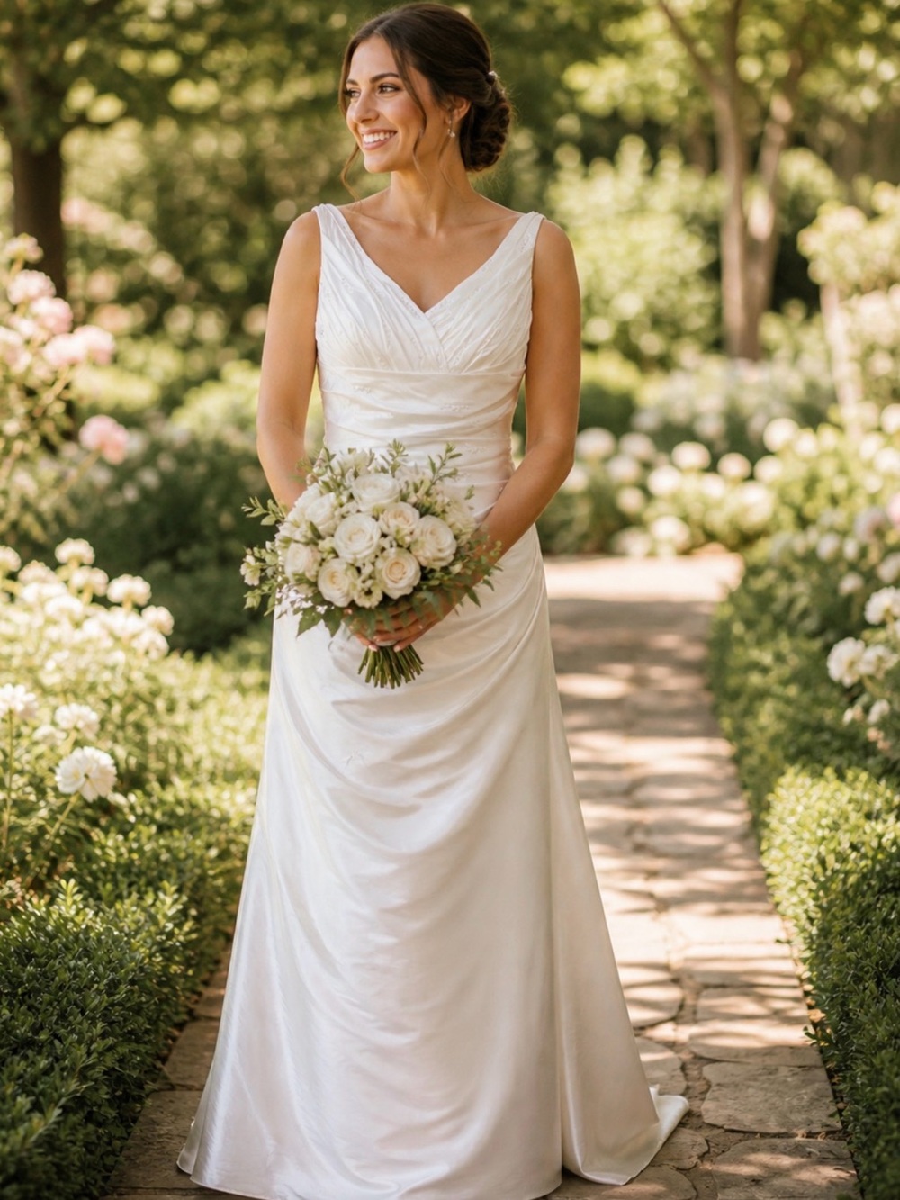 Yvonne Bridal Gallery White Sleeveless A-Line Wedding Gown